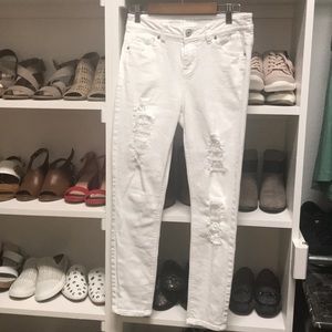 White mid rise skinny jeans